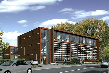 Das Innovationszentrum Digitale Bildung für Handwerk und Mittelstand im Bergischen RheinLand soll am Standort der Kreishandwerkerschaft in Bergisch Gladbach entstehen und vielfältige Fortbildungsmöglichkeiten bieten. Beispielbild/ErsteVisualisierung: Planungsbüro Dipl.-Ing. Architekt Bernd Zimmermann