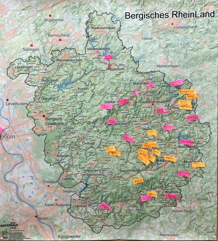 Karte Lieblingsorte Bergischer Landschaftstag 2019