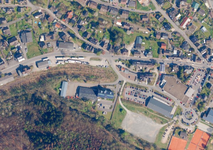 Bahnhofsareal Morsbach Luftaufnahme