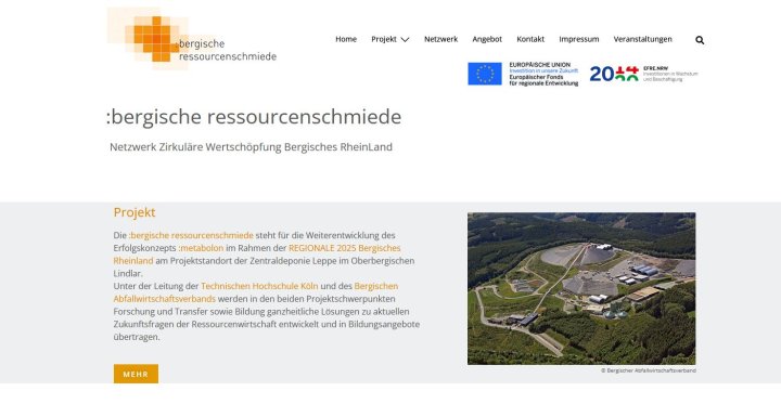 Webiste Bergische Ressourcenchmiede
