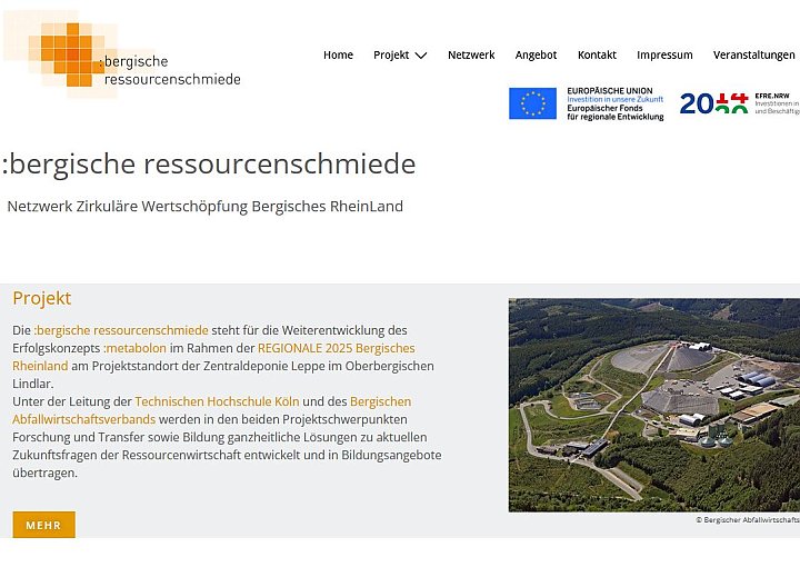 Webiste Bergische Ressourcenchmiede