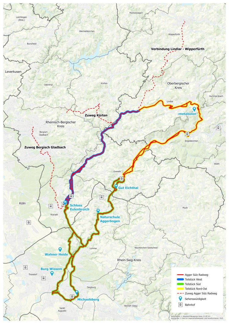 Karte Agger-Sülz-Radweg