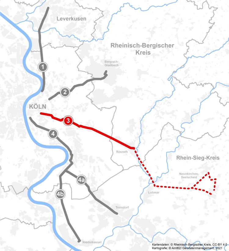 RadPendlerRouten Rösrath nach Köln