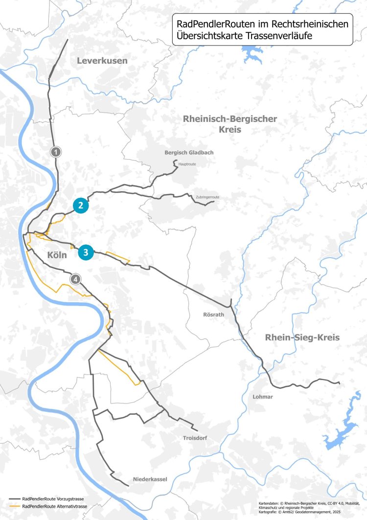 Übersichtkarte RadpendlerRouten